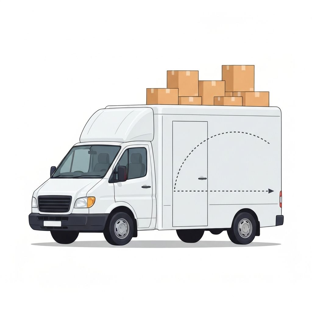 Moving van with route illustration